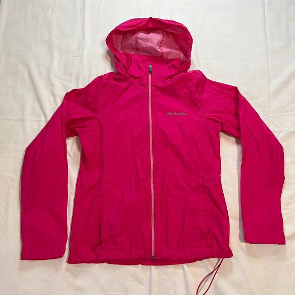 Columbia Jackets & Blazers - Columbia Bright Pink Lightweight Outdoor Rain Hooded Jacket | Size M